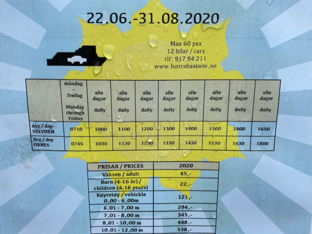 Ferry schedule summer 2020
